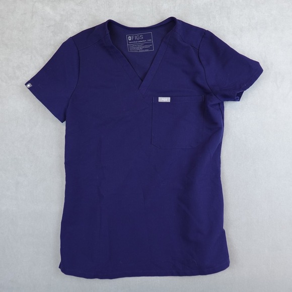 Figs Tops - FIGS Catarina Scrub Top One Pocket Navy Blue Denim Size XXS Technical Collection